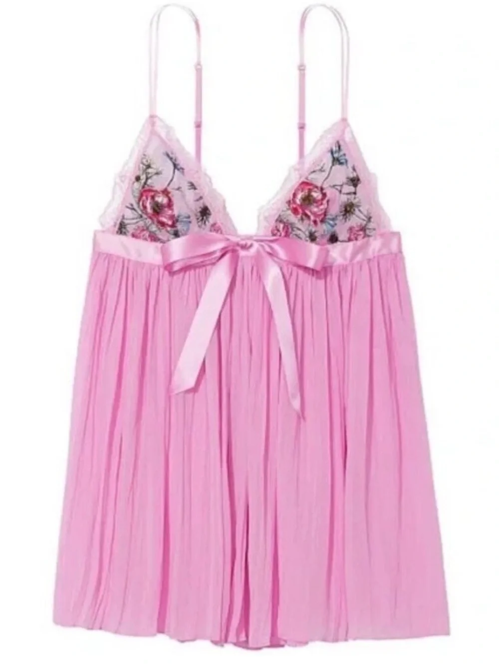 Victorias Secret Garden Party Pleated Babydoll Chemise Floral Coquette Fairy M